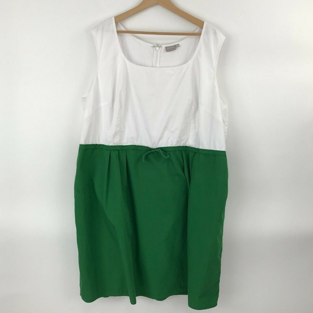 eShakti Plus White and Green Dress